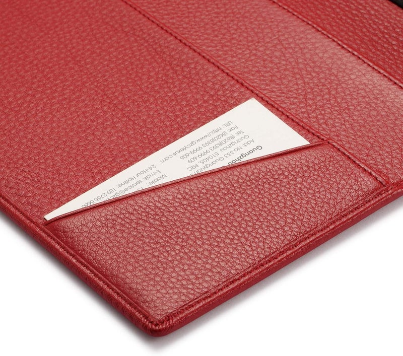 HISCOW Leather Junior Padfolio for Men & Women with Pen Loop, Italian Calfskin, Business Portfolio Notebook Folder (Pebbled Red) - Image 5