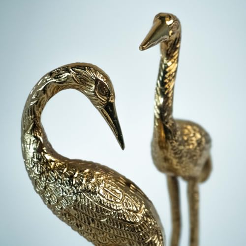 The Artage Brass Finish Crane Love Birds Pair| Saras Swan Showpiece Set for Home Decor| Metal Statue Figurines| Decorative Tabletop Decoration Item for Living Room, Office or Gift| Good Luck (Gold) - Image 4