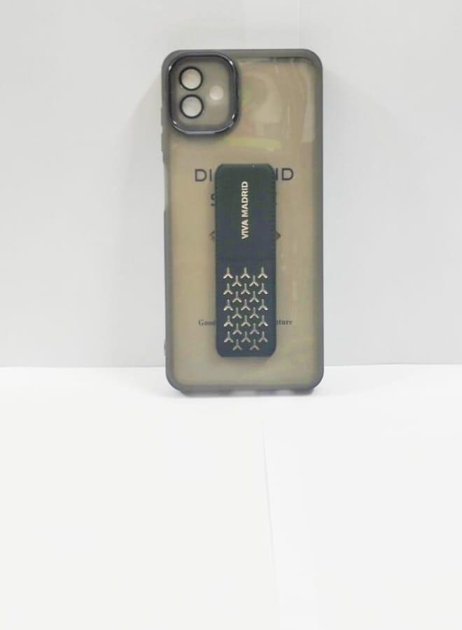 Case Cover With Magnetic Hand Grip For Samsung Galaxy A04E Clear/Black - Image 1