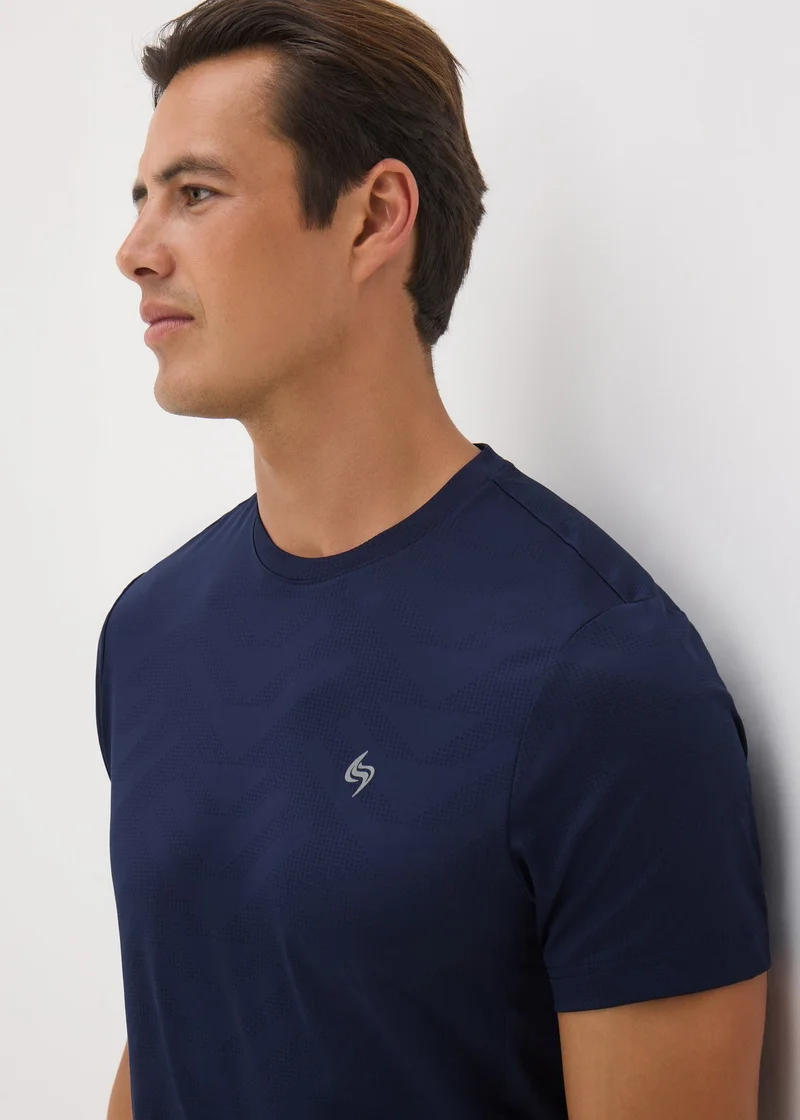 Matalan Souluxe Navy Jacquard T-Shirt