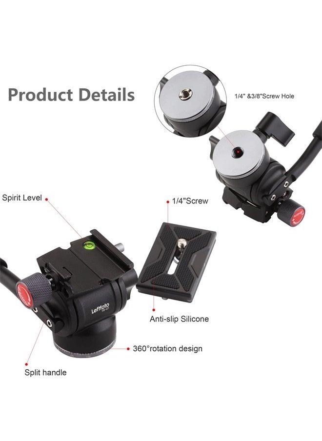 Leftfoto - LEFTFOTO Mini Tripod Fluid Head,2 Way Fluid Head with Arca System Quick Release Plate,for DSLR Cameras and Video Cameras - Image 1