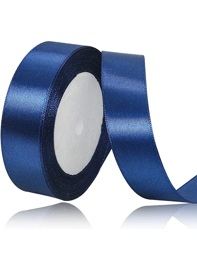 شير ذا لوف  شريط ساتان 24 مم - طول 25 ياردة - أزرق داكن - شريط ناعم ولامع مثالي لتغليف الهدايا، والزينة، والأعمال اليدوية، والخياطة