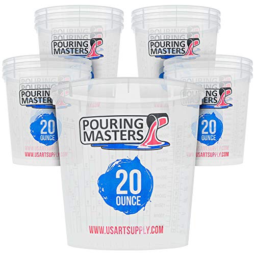 Pouring Masters 20 Ounce 600ml Graduated Plastic Mixing Cups Box of 12  Use for Paint Resin Epoxy Art Kitchen Cooking Baking  Measurements in OZ and ML 4 Different Measuring Ratios 11