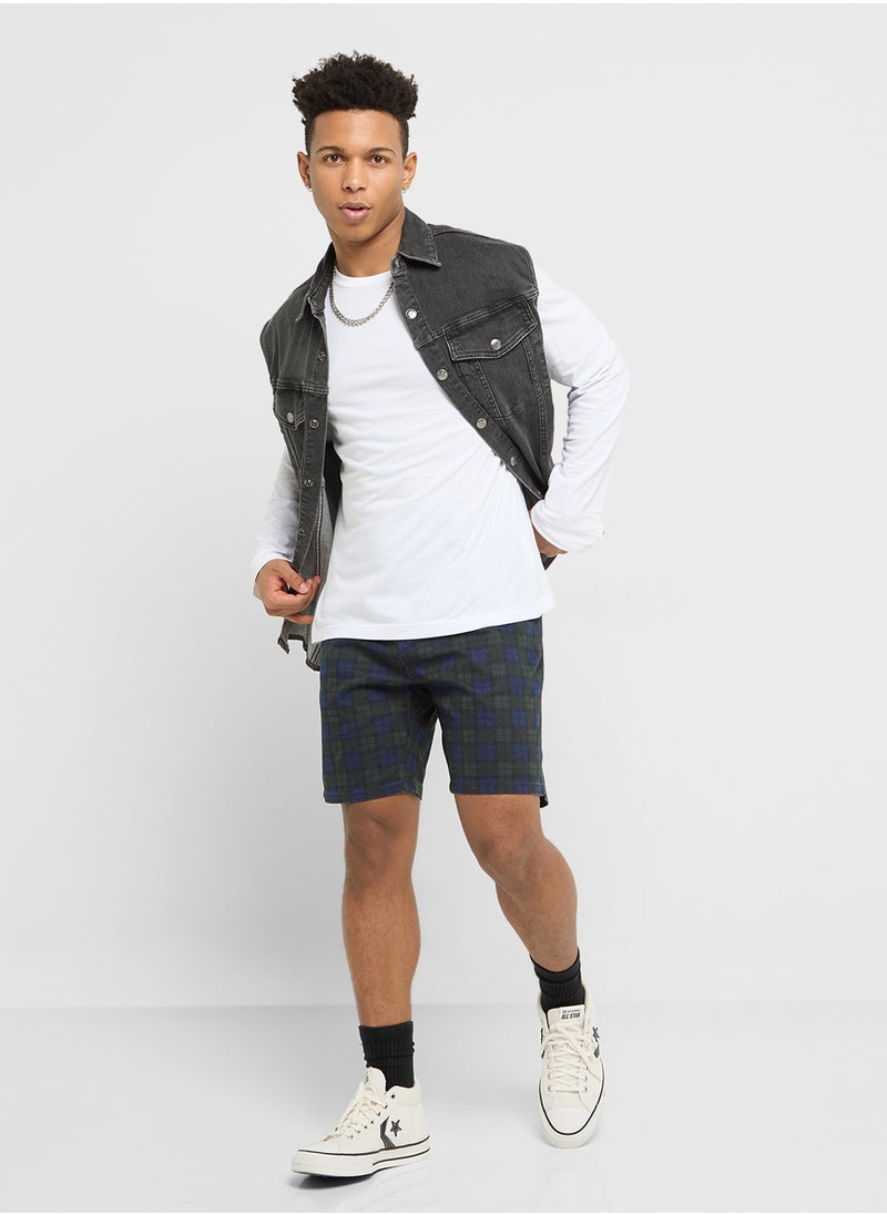 BRAVE SOUL Check Print Twill Shorts  - Image 2