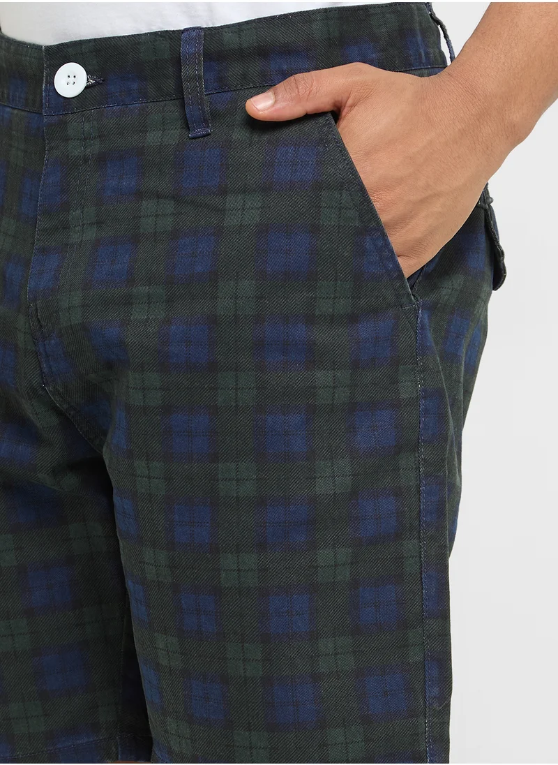 برايف سول Check Print Twill Shorts