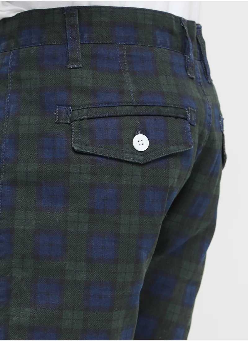 برايف سول Check Print Twill Shorts