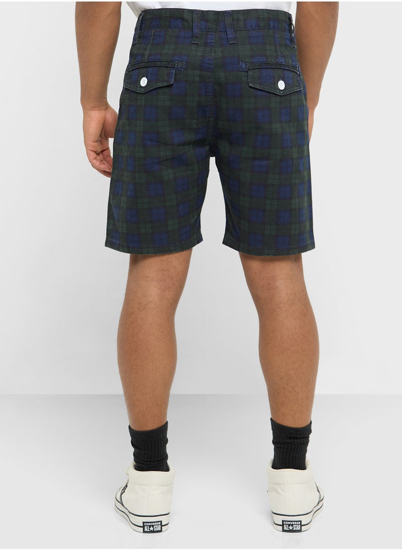 BRAVE SOUL Check Print Twill Shorts  - Image 3