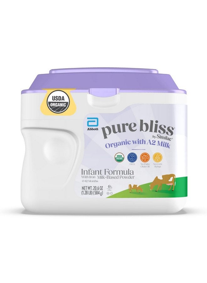 سيميلاك Pure Bliss من Similac Organic مع تركيبة حليب الأطفال A2، سهل الهضم، معتمد من وزارة الزراعة الأمريكية، مسحوق، عبوة 20.6 أونصة  - Image 1
