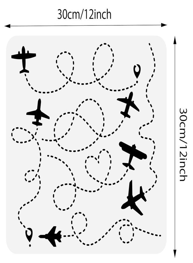 BENECREAT Reusable Plastic Stencils, Plane Airplane Flight Stencils Painting Template for DIY Walls Art Scrapbook Crafts Furniture, 12x12" - Image 2