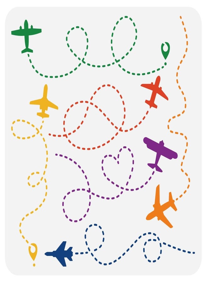 BENECREAT Reusable Plastic Stencils, Plane Airplane Flight Stencils Painting Template for DIY Walls Art Scrapbook Crafts Furniture, 12x12" - Image 1