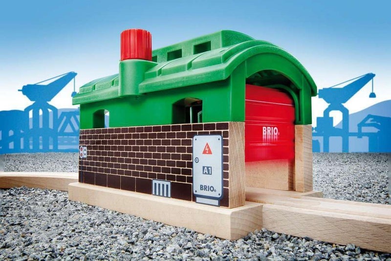 BRIO World 33574 Train Garage with Rolling Door - Wooden Toy for Kids Ages 3 and Up - Image 3