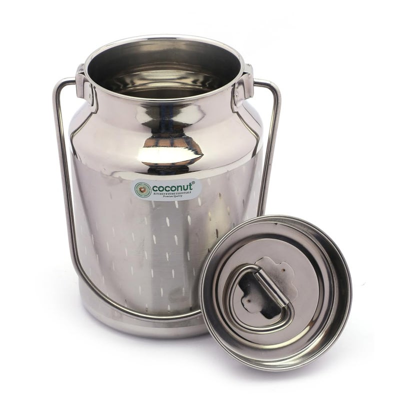 coconut Stainless Steel Shower Design Bharani/Milk Pot/Oil Pot With Lid - 1 Unit - 1500ML - Image 3