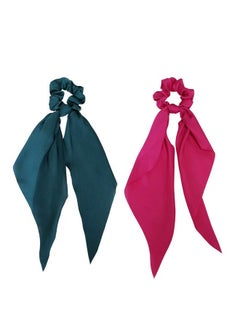 GETACOTA GETACOTA 10 Pieces Hair Scrunchies Bowknot Satin Chiffon Long Tail Elastics Ribbon Ear Bow Pattern Colors Scrunchy Scarf Scrunchie Vintage Ponytail Holder Ties Bands Accessories for Women(satin10p)  - Image 2