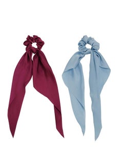GETACOTA GETACOTA 10 Pieces Hair Scrunchies Bowknot Satin Chiffon Long Tail Elastics Ribbon Ear Bow Pattern Colors Scrunchy Scarf Scrunchie Vintage Ponytail Holder Ties Bands Accessories for Women(satin10p)  - Image 4