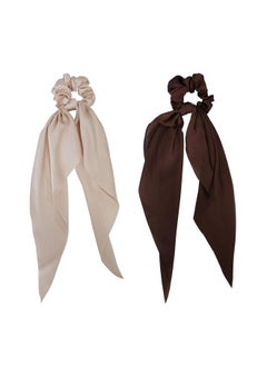 GETACOTA GETACOTA 10 Pieces Hair Scrunchies Bowknot Satin Chiffon Long Tail Elastics Ribbon Ear Bow Pattern Colors Scrunchy Scarf Scrunchie Vintage Ponytail Holder Ties Bands Accessories for Women(satin10p)  - Image 3
