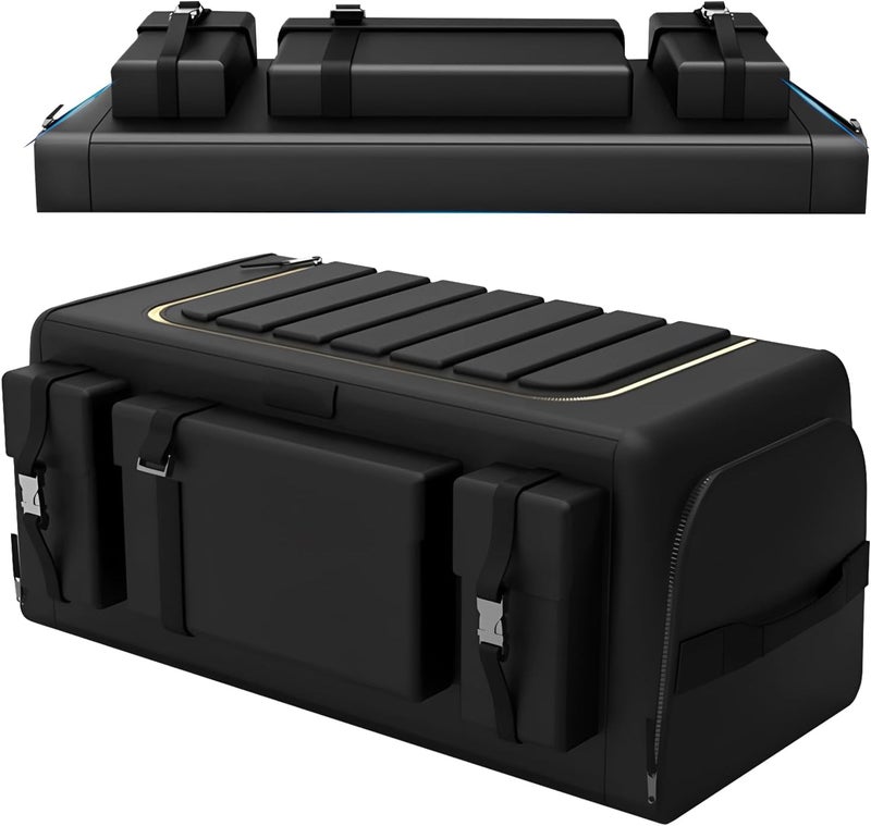 FOREENIU Car Trunk Organizer Storage Box,Container Boot Case with Foldable Cover Lid, 6 Compartments Boot Organizer with 3 Layer Protection & Non Slip Bottom for SUV Van Vehicle Camping Picnic (70L) - Image 1