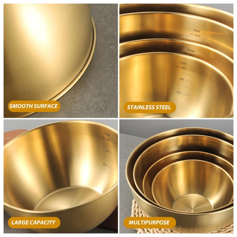 Stainless Steel Mixing Bowl 19Cm Gold Large Kitchen Vegetable Wash Basin - Image 4