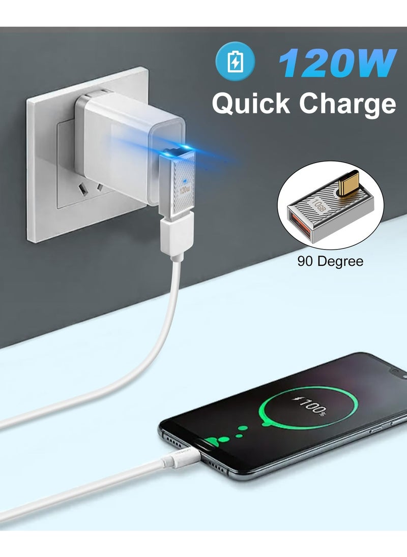 CMGTYYD 120W USB A to USB C Adapter, 90 Degree USB to USB C Adapter, Right Angle USB C 3.1 Female to USB C Male Converter OTG Fast Charging Compatible with MacBook, Tablet, Samsung Galaxy 2 Pack  - Image 3