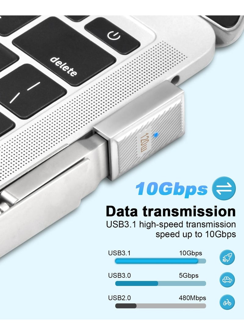 CMGTYYD 120W USB A to USB C Adapter, 90 Degree USB to USB C Adapter, Right Angle USB C 3.1 Female to USB C Male Converter OTG Fast Charging Compatible with MacBook, Tablet, Samsung Galaxy 2 Pack  - Image 2