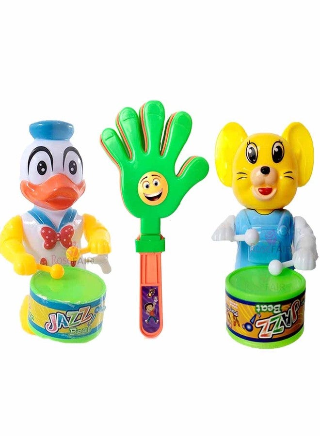 ROSEFAIR Key Operated Cute Drummer Toy with Noisemakers Favors Concert Party Cheering Props Children clap clap Your Hands Small Hands Clapping Toys for Kids (PROPS-DUCK-CAT-03) - Image 1