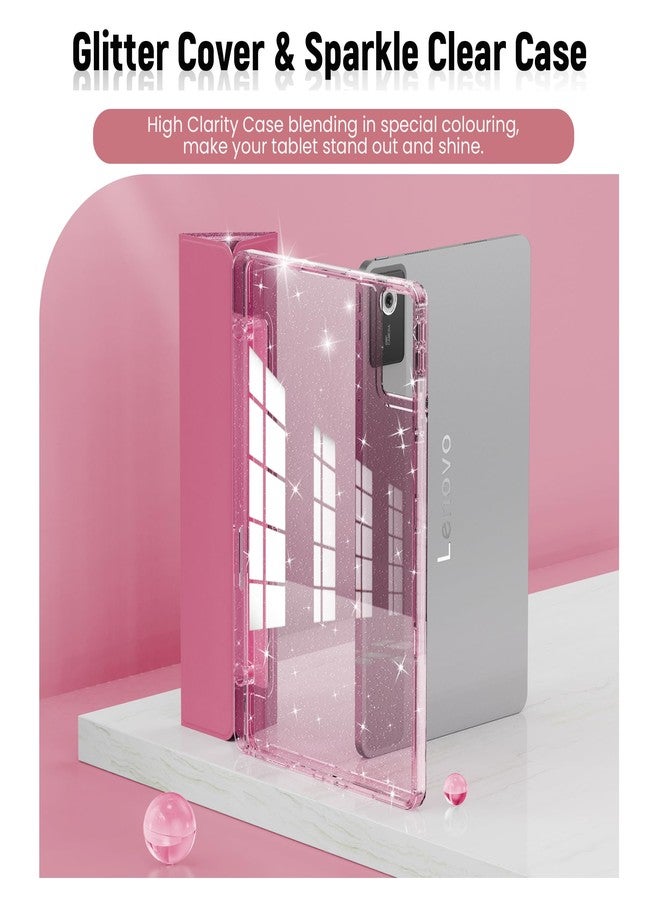 INFILAND Case for Lenovo Idea Tab 11 Inch 2025 TB-336ZU/336FU, Transparent Slim Glitter Case with Stylus Holder, Cute Protection for Kids, Girls and Women (Pink) - Image 3
