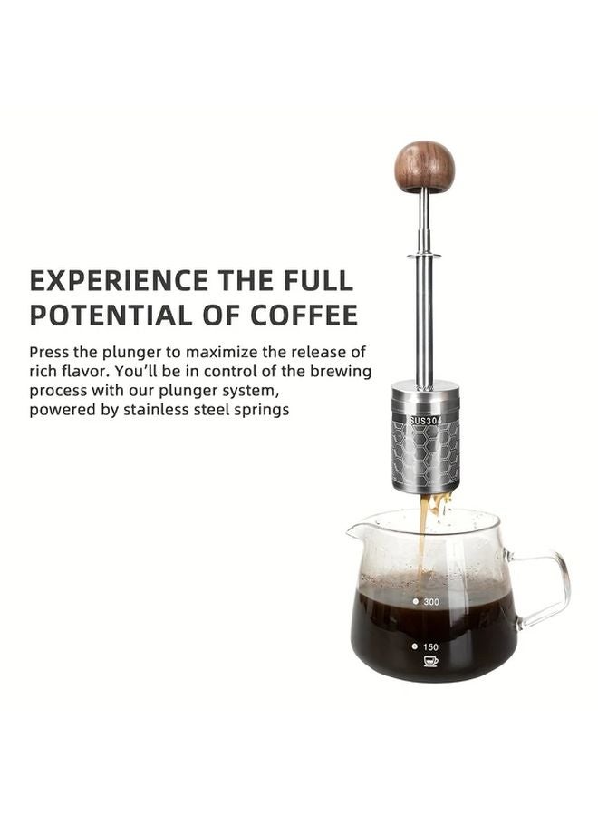 مكبس ترشيح محمول من الفولاذ المقاوم للصدأ، قابلة لإعادة الاستخدام بدون ورق، 1 قطعة، مكبس فرنسي صغير للقهوة والشاي - Image 5