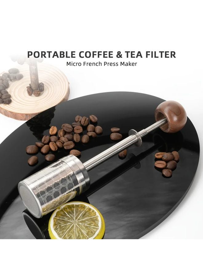مكبس ترشيح محمول من الفولاذ المقاوم للصدأ، قابلة لإعادة الاستخدام بدون ورق، 1 قطعة، مكبس فرنسي صغير للقهوة والشاي - Image 3