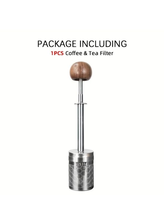 مكبس ترشيح محمول من الفولاذ المقاوم للصدأ، قابلة لإعادة الاستخدام بدون ورق، 1 قطعة، مكبس فرنسي صغير للقهوة والشاي - Image 1