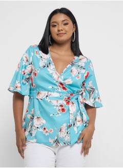 Ginger Plus Floral Wrap Top  - Image 1