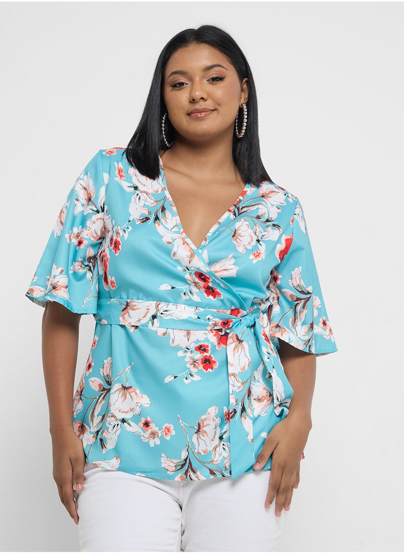 Ginger Plus Floral Wrap Top  - Image 1