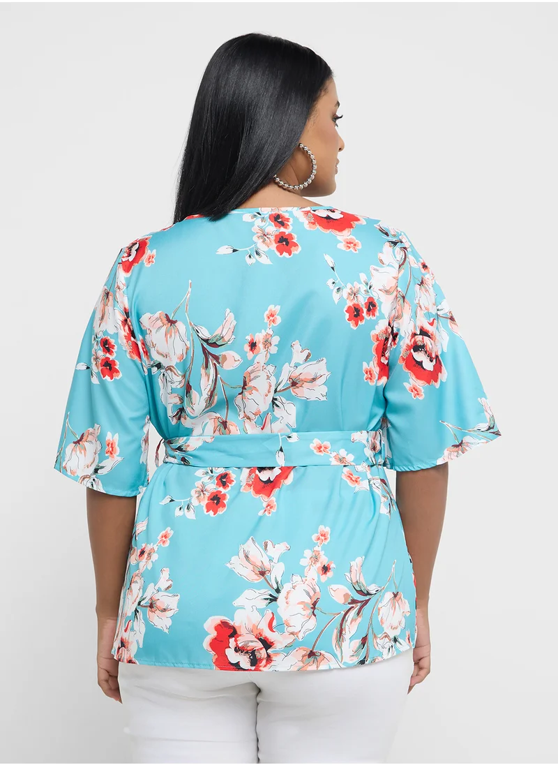 Ginger Plus Floral Wrap Top