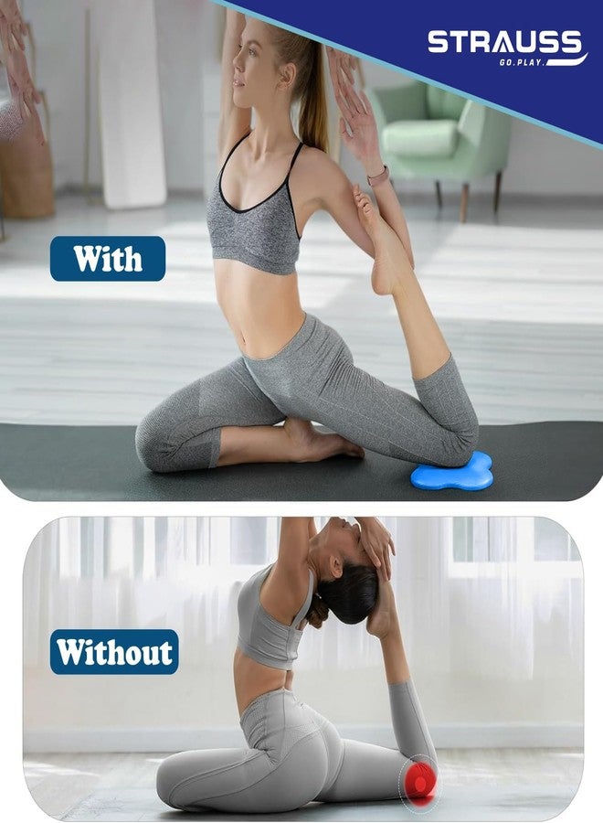 Strauss Yoga Knee & Elbow Cushion Pad | Support for Knees,Hands,Wrists,Elbows | Ideal For Planks,Push-ups,Yoga,Meditation,Pilates & Workout| Padding for Joint Protection and Stability |Set of 2,(Blue) - Image 5