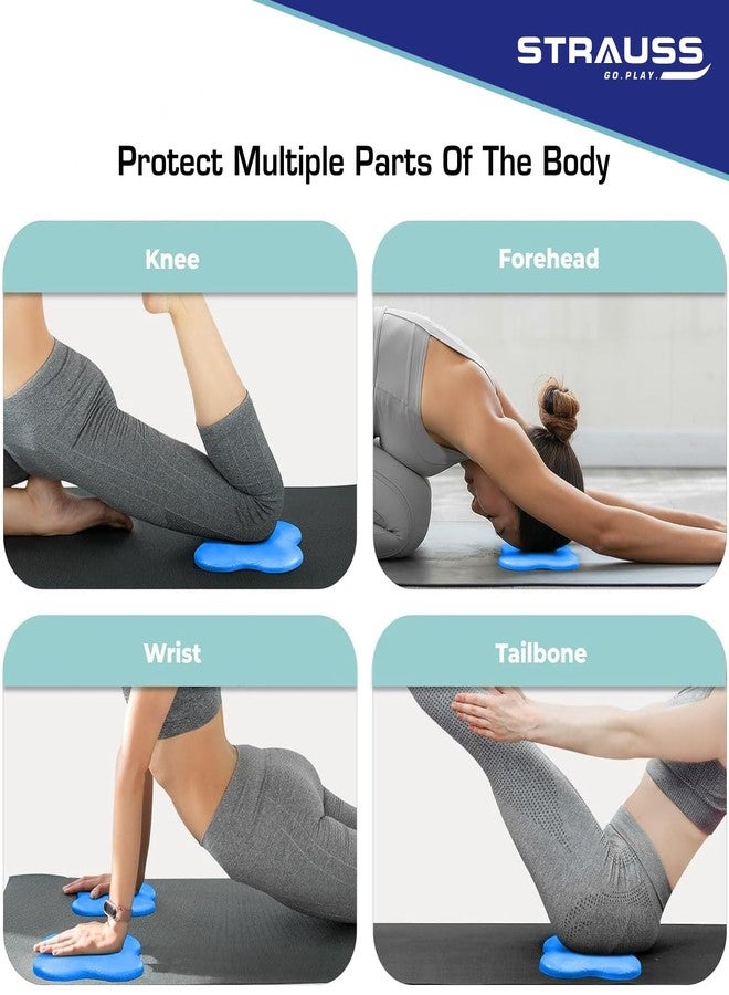 Strauss Yoga Knee & Elbow Cushion Pad | Support for Knees,Hands,Wrists,Elbows | Ideal For Planks,Push-ups,Yoga,Meditation,Pilates & Workout| Padding for Joint Protection and Stability |Set of 2,(Blue) - Image 3