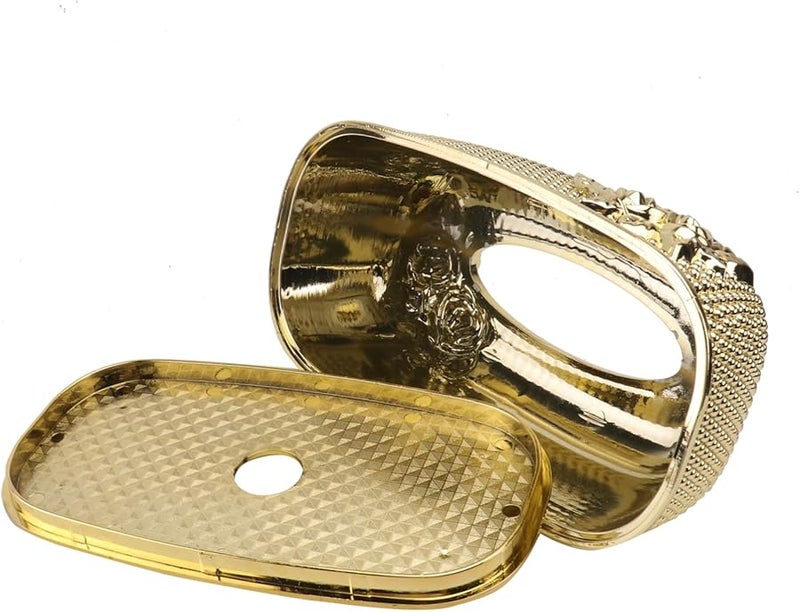 صندوق حامل مناديل ذهبي أنيق لتخزين المناديل لتزيين المنزل والمكتب والفندق - Image 1