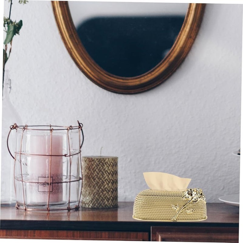 صندوق حامل مناديل ذهبي أنيق لتخزين المناديل لتزيين المنزل والمكتب والفندق - Image 5