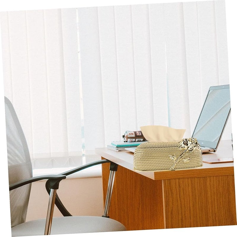 صندوق حامل مناديل ذهبي أنيق لتخزين المناديل لتزيين المنزل والمكتب والفندق - Image 2