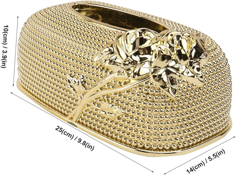 صندوق حامل مناديل ذهبي أنيق لتخزين المناديل لتزيين المنزل والمكتب والفندق - Image 3