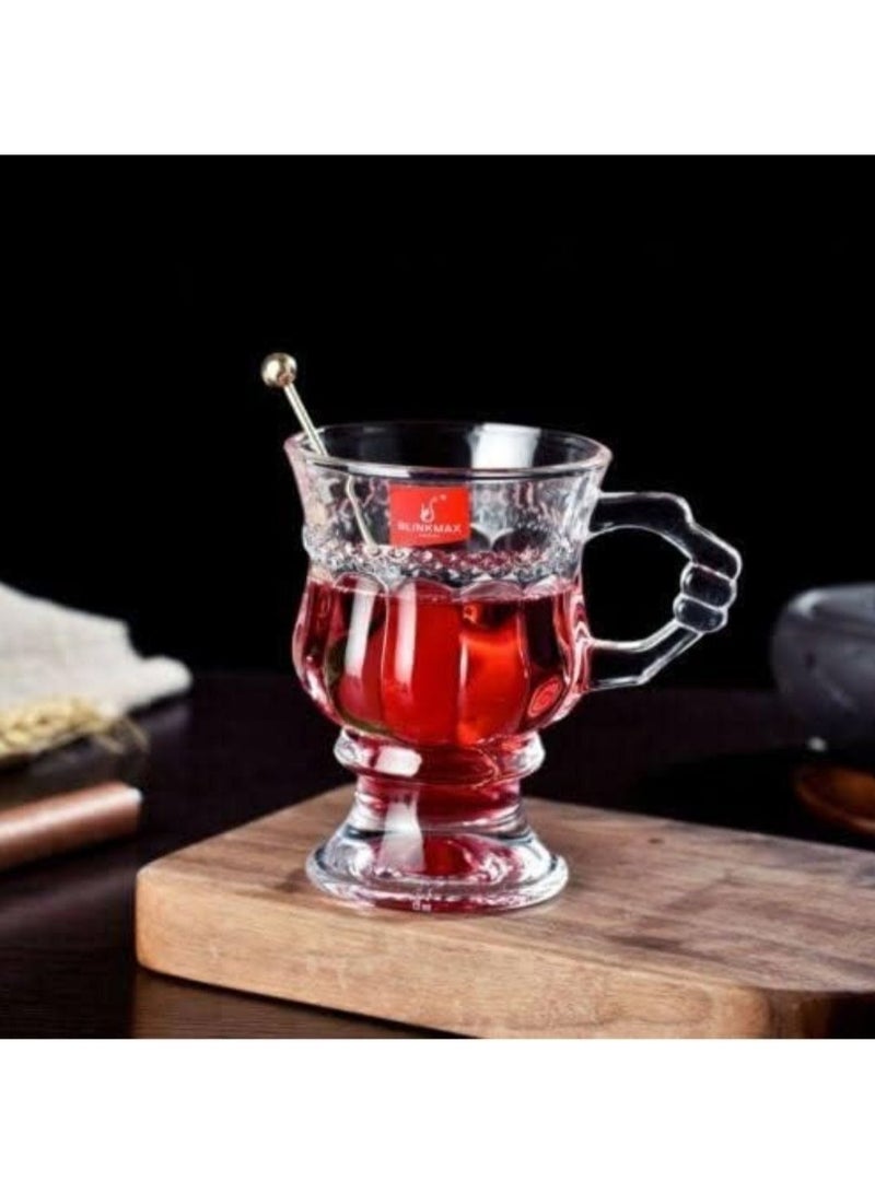 Blink Max 6-Piece Glass Mug Set for Serving Tea, Coffee, and BeveragesHigh-quality material – durable and long-lastingCalm herbal design – comfortable and elegant feel6 mugs – suitable for family - Image 1