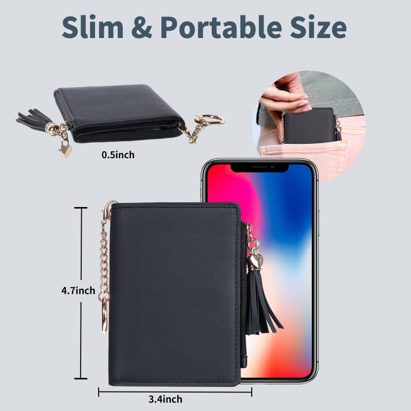 Gostwo Small Wallets for Women, Stylish Womens Wallet with ID Window, Zippered Coin Pocket and Tassel. Cute RFID Wallet for Women, ideal for Teen Girls, Commuters, and Women for Daily Use - Image 4