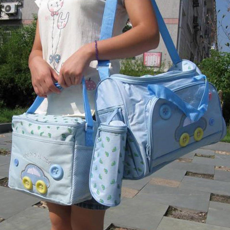 Oxford Fabric Baby Diaper Bag Set 4 Pieces Multifunctional For Travel Shopping Walks Color C - Image 4