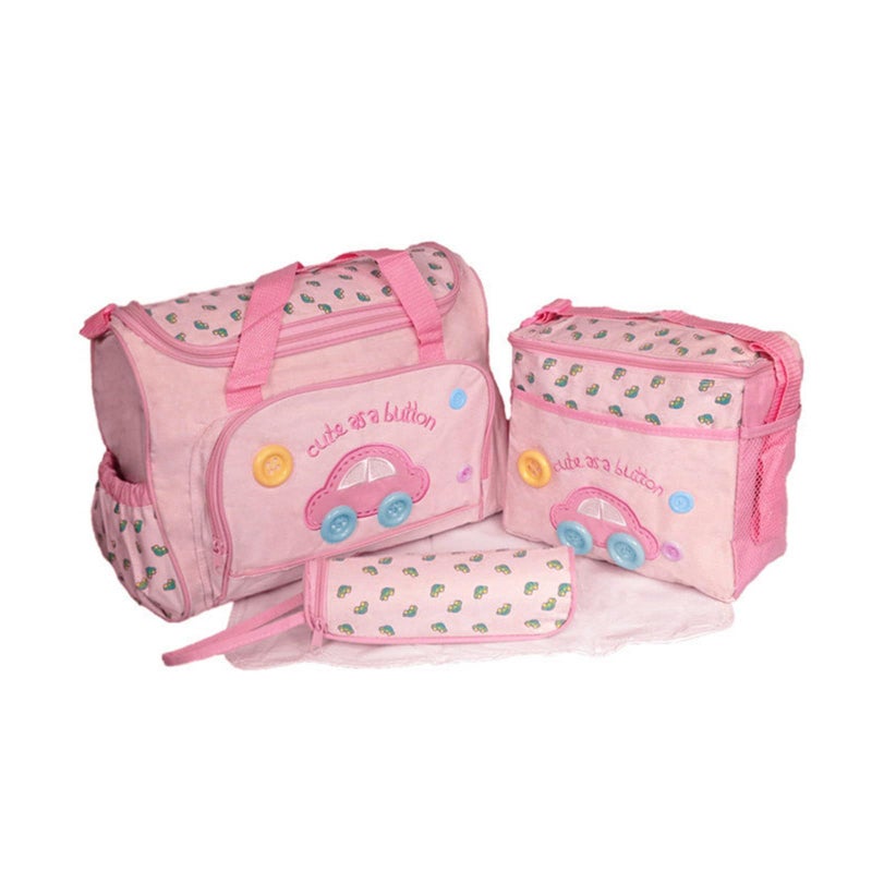 Oxford Fabric Baby Diaper Bag Set 4 Pieces Multifunctional For Travel Shopping Walks Color C - Image 2