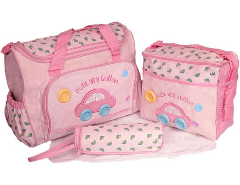 Oxford Fabric Baby Diaper Bag Set 4 Pieces Multifunctional For Travel Shopping Walks Color C - Image 1