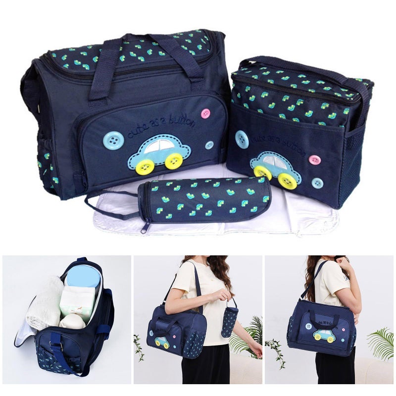 Oxford Fabric Baby Diaper Bag Set 4 Pieces Multifunctional For Travel Shopping Walks Color C - Image 3