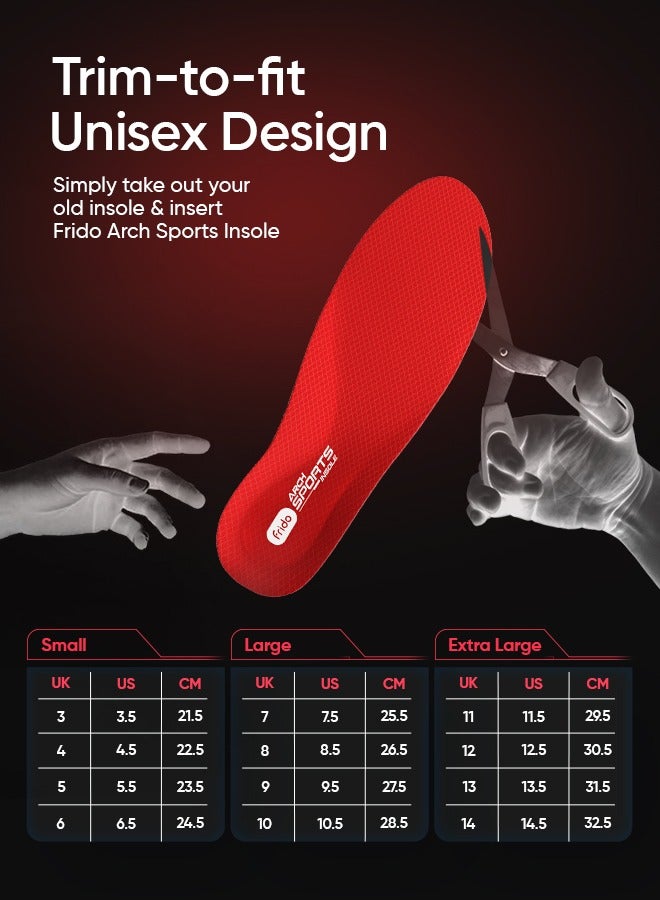 Frido Arch Sports Insole, Sports Shoe Insert, Injury Prevention, Proprietary Hi Per Foam Orthotic Inserts, Deep Heel Cup, Enhanced Stability (Pack of 1 Pair) - Image 5