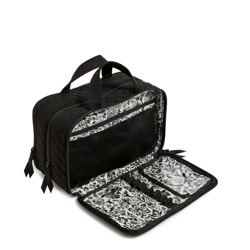 Vera Bradley Cotton Ultimate Travel Makeup Organizer Case, Black - Image 4