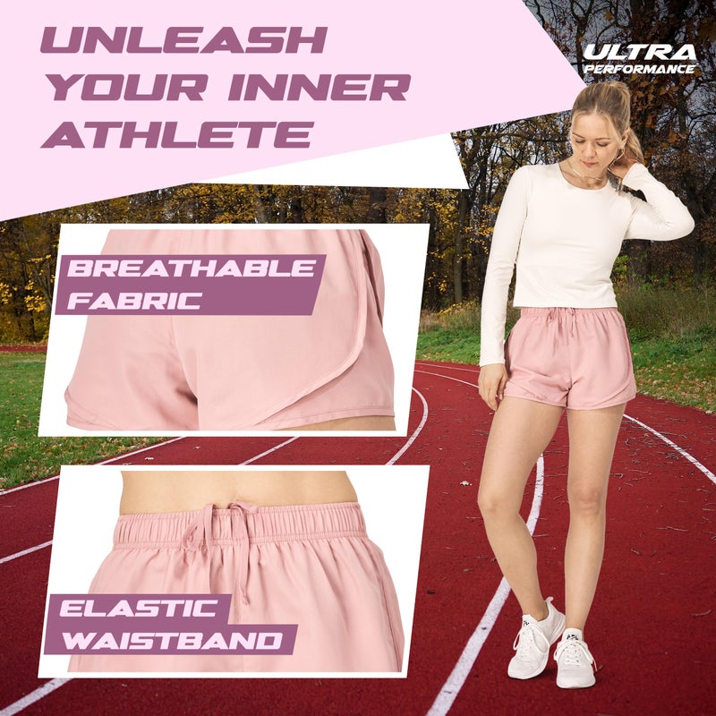Ultra Performance Women's Running Shorts 4-Pack Athletic Workout Gym Shorts for Women, with Brief Liner - Image 3