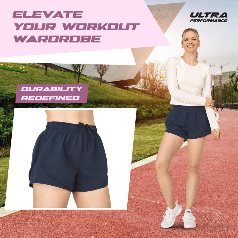 Ultra Performance Women's Running Shorts 4-Pack Athletic Workout Gym Shorts for Women, with Brief Liner - Image 4