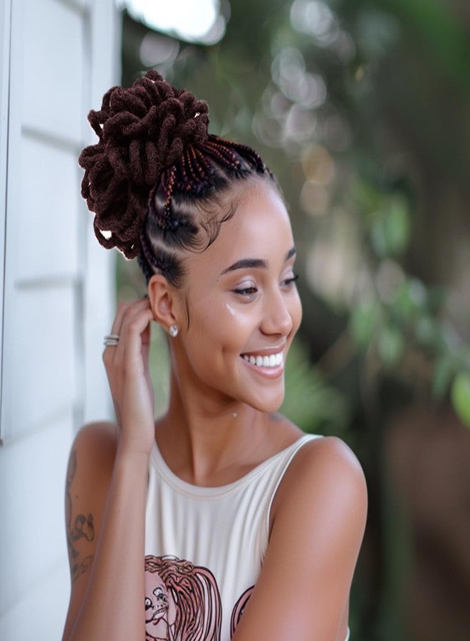 أبيلي شعر مستعار صناعي على شكل كعكة ذيل حصان من نوع Abellee DreadLock Bun Loc Petal Bun Afro High Puff Drawstring Ponytail Wig Synthetic Faux Locs Hair Bun Pony Tail Hairpieces Clip In Hair Extensions for Black Women (2Pcs 99J) - Image 2