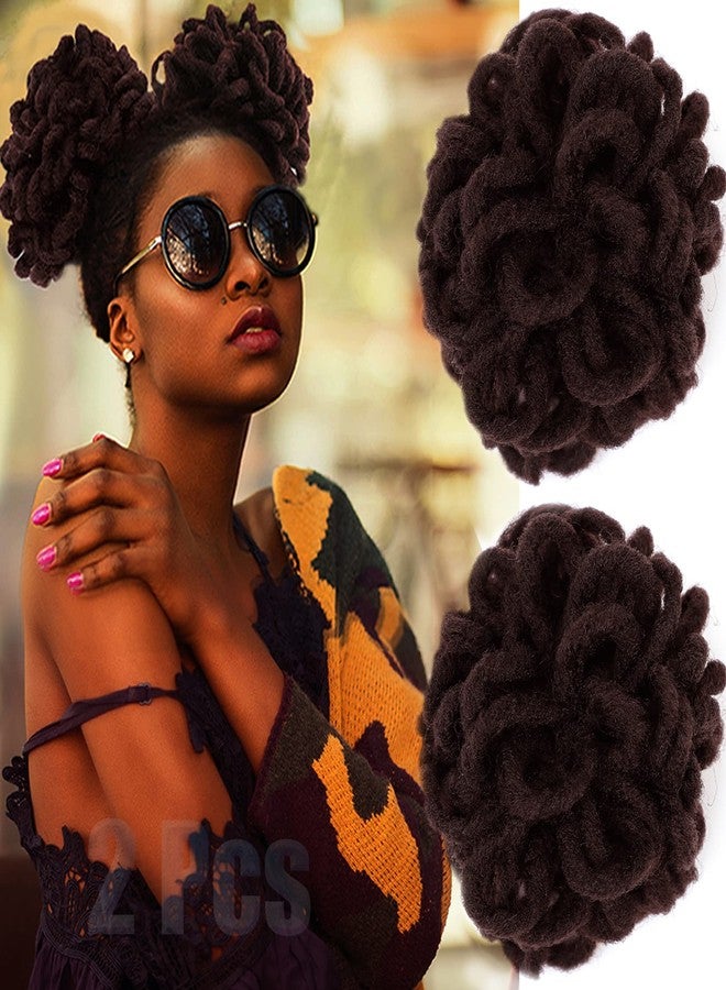 أبيلي شعر مستعار صناعي على شكل كعكة ذيل حصان من نوع Abellee DreadLock Bun Loc Petal Bun Afro High Puff Drawstring Ponytail Wig Synthetic Faux Locs Hair Bun Pony Tail Hairpieces Clip In Hair Extensions for Black Women (2Pcs 99J) - Image 1