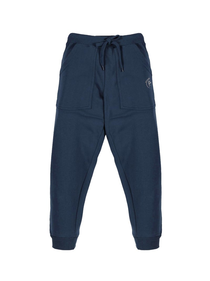 KiddoPanti Boys Solid Fleece Track Pants | Cotton Poly Fleece Fabric | Ankle Length Bottom Rib | 2 Front Patch Pocket | Elastic Waist & Drawcord | Jogger Track Pants for Boys, Navy Blue - 8-10Y - Image 1